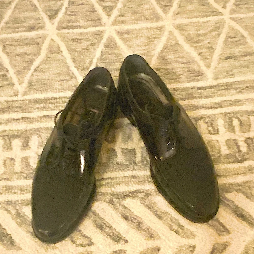 Cole Haan Gala evening Patent leather & silk shoes Sz 7 1/2